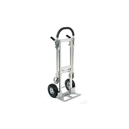 Global Industrial Aluminum 2-in-1 Convertible Hand Truck with Pneumatic Wheels - Junior 241664